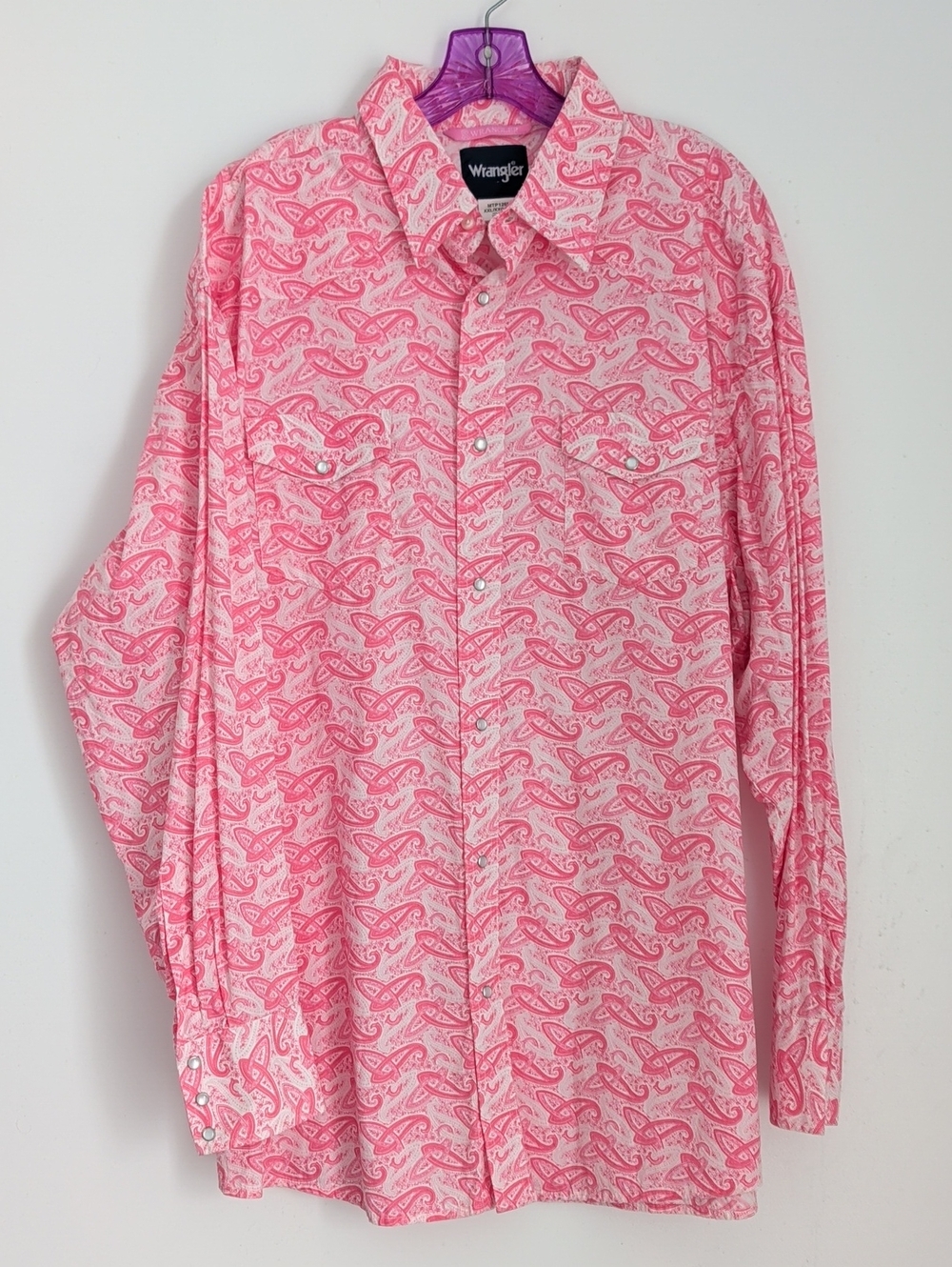 Breast Cancer Wrangler Pearlsnap Long Sleeve Shirt Size XXL